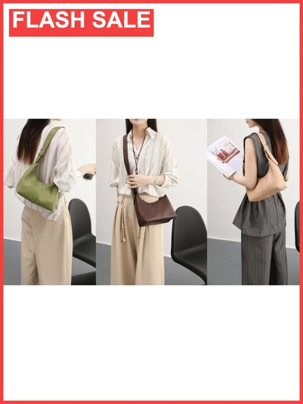 Hobo Bag for Women PU Leather Slouchy Shoulder Crossbody Purse
